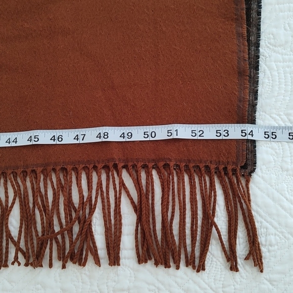 A New Day Womans Black and Brown Plaid Color block Fringed Cape/One size - Picture 7 of 10